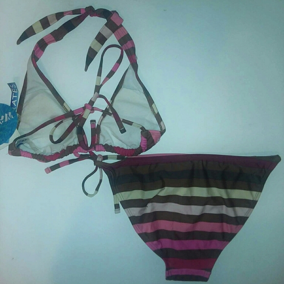 NWT Striped Bikini With Sequin Accents - Picture 4 of 7